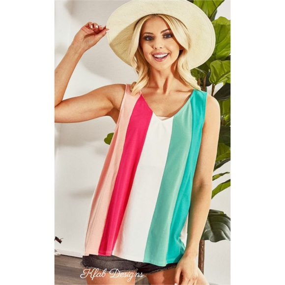 ❤️LAST 2! SALE! V Neck Super Soft Color Block Sleeveless Top! - Picture 16 of 16